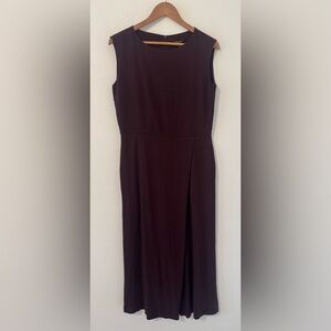 NWT Eileen Fisher Bateau Neck Wrap Jumpsuit Cropped Flowy Viscose Burgundy XS